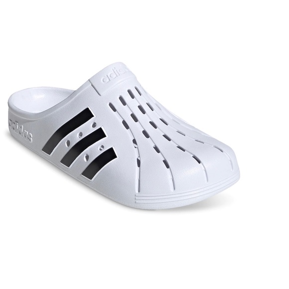 Brand New Adidas Adilette White/Black Clog sz 7 & 8 women left - Picture 10 of 11